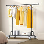 HOKEEPER Clothes Rack Collapsible Clothing Garment Rack Capacity 525LBS Clothing Racks on Wheels Heavy Duty Rolling Clothes Rack for Hanging Clothes for bedroom, Commercial, Black 22"D x 75"W x 71"H