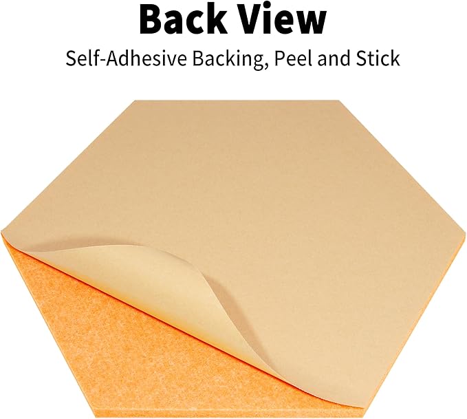 12'' Hexagon Cork Board Tiles Alternative, 10 Pack Frameless Felt Bulletin Board Tiles, Removable Corkboard for Wall, Decorative Pin Board for Office Wall Decor, Vision Board with 30 Pushpins