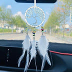 Car Mirror Decor Hanging Dream Catchers for Cars, Small Tree of Life Dream Catcher White Dreamcatchers for Car Ornament