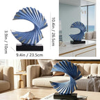 Blue Gold Wave Sculpture, Modern Ocean Wave Home Accents, Resin Art Statue for Shelf, Coffee Table, TV Stand Adornos Modernos
