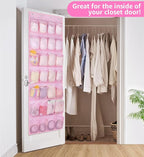 MISSLO Kids Over the Door Shoe Organizer Pink Hanging Shoe Rack Baby Toddler Hanging Shoe Organizer Cute Shoe Holder Girl Room Decor 28 Pockets