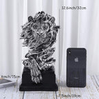 H&W Sandstone Lion Figurines - The King of Beasts - Statue Decoration for Home/Study/Living Room, Great Collectible Figurines, Best Gift for The Man, Silver Color (HH17-D3)