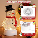 Christmas Snow Globe Snowman Lighted Musical Glitter Globe Battery Operated or USB Powered with Timer Water Glittering Snowing Globe for Christmas Party Home Table Decorations Gifts (Snowman)