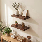 18 Inch Floating Shelves, Solid Wood Wall Shelves, 8 Inch Deep Floating Shelf – for Bathroom, Bedroom, Living Room, Kitchen, Home Decor & Storage, Heavy-Duty Wooden Shelf Wall-Mounted, Set of 2