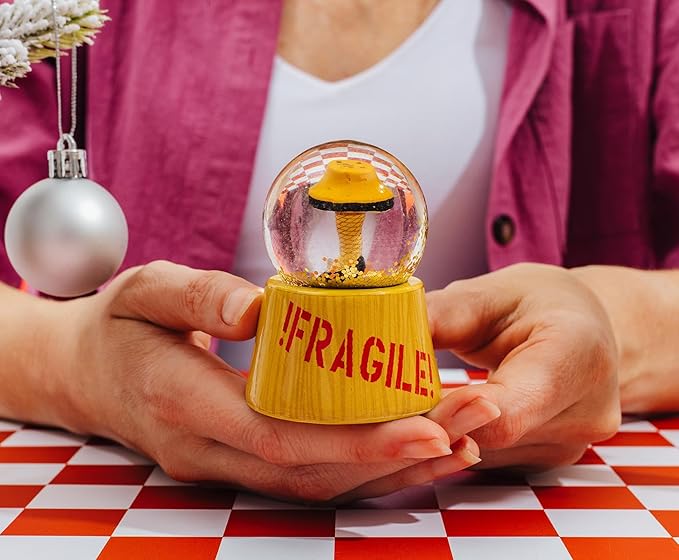 A Christmas Story Leg Lamp Mini Light-Up Snow Globe with Swirling Glitter Display | 3 Inches Tall