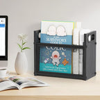 Black Magazine Holder, Wood Magazine Rack Floor, Mesh Magazine File Holder, Magazine Storage Basket, Magazine Holders for Classroom, Magazine Stand for Desk, Folder Organizer Bin for Books