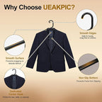 Black Plastic Hangers 18 Pack, Heavy Duty Clothes Hangers for Standard Size Hangers with Center Hook & Non-Slip Pants Bar for Shirts, Pants, Coat, Dresses, Jackets, Scarves and Belts