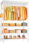 Ulif H4 Plus Garment Rack, 4-Tier Portable Clothes and Clothing Rack for Bedroom and Cloakroom, Closet Storage and Organizer Wardrobe System, 45" W x 14" D x 76.4" H, Load 522lbs, White