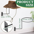 Pack of 4 Metal Hat Holder Wall Mounted Cowboy Hat Rack Hat Hanger for Wall Display, Cowboy Hat Holder Organizer Multifunctional Organizer Display Rack for Cowboy Hat, Cap, Wigs (Black)
