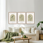 KAlRNE Sage Green Bible Verse Wall Art Set of 3(24”x36”),Framed Vintage Scripture Prints,Religious Birds and Lilies Decor,Green Christian Gallery Artwork for Living Room Bedroom Office