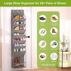 VERONLY Door Shoe Organizer, Over The Door Hanging Shoe Rack with Large Pockets, Space Saving Shoe Storage for Closet, Entryway, Bedroom, Shoe Holder for Men Women Kids (Grey)