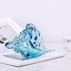 LCCCK Sea Glass Art Figurines Hand Blown Conch Shell Sculpture, Aqua Sea Glass Decor Creative Conch Seashell Statue - for Coastal Room Decor Knick Knacks Home Decor Kitchen Decorations Above Cabinets