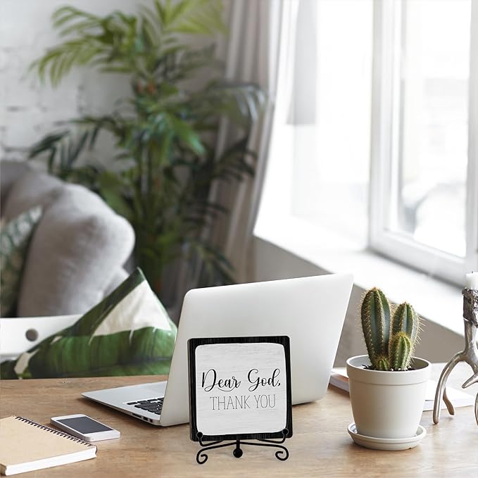 Modern Farmhouse Decor, Home Decor For Living Room, Boho Chic Aesthetic Shelf Decorations, Christian Dear God Sign, Farm House Entryway Tv Stand Fireplace Coffee Table Decoration (04)