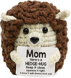 Inspirational Handmade Crochet Hedgehog, Positive Emotional Support Brown Hedgehog, Valentine's Day Gift, Birthday Thanksgiving Basket Gift for Home Decorations