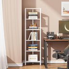 TUTOTAK 6-Tier Corner Bookshelf,Corner Shelf for Small Space, Narrow Display Corner Shelf Stand with Storage Rack, for Living Room, Bedroom, White BS05BW006