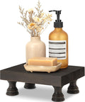 EOSAHR Retro Pine Wood Riser Display Stand for Home Decor - Farmhouse Pedestal Stand Can be used as Sponge Holder & Plant Stand - Countertop Organizer for kitchen & Bathroom(Distressed Black)