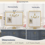 Keonjinn Gold Bathroom Mirror 40 x 30 Inch, Brushed Gold Mirror for Over Sink, Aluminum Alloy Framed, Square Corner, Modern Farmhouse, Large Rectangular Vanity Mirror for Wall(Horizontal/Vertical)