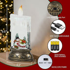 Eldnacele Musical Snow Globe Lantern with Timer Battery Operated & USB Powered Lighted Snowman Singing Snow Globe Christmas Decor