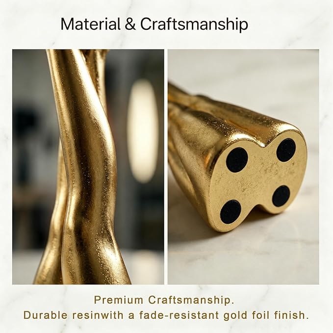 Golden Legs Sculpture - Elegant Resin Statues for Aesthetic Shelf Decor, Office Desktop & Cabinets | 3.35" D x 1.57" W x 8.46" H, Straight Legs
