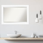 Amanti Art White Wall Mirror 29x41 Basic White Rectangle Bathroom Mirror for Wall Decor Living Room, Large Casual Wood Frame, Hangs Horizonally and Vertically, Bathroom Decor, Beveled Edge