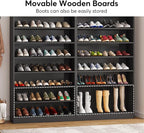 Tribesigns Tall Shoe Cabinet, 9 Tiers 40-45 Pairs Heavy Duty Wood Freestanding Shoe Storage Cabinet, 70.8'' Tall Shoe Cabinet with Open Storage for Entryway (1, Black)