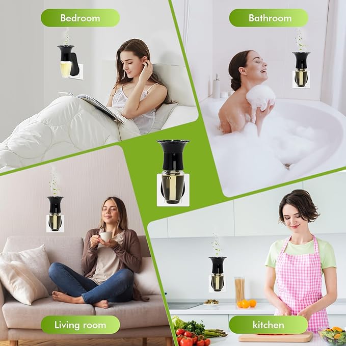 Wall Fragrance Plug in Air Freshener- Plug in Diffuser with Night Light Compatible with Bath and Body Works Wallflowers Refill, ETL Certified Rotatable Plug, Scent Control Plug for Home Office (2PCS)
