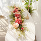 DULRLLY Artificial Peony Flower Swag, 30 in Wedding Arch Flowers, Faux Floral Swag for Lintel, Over The Door Decorative Swag, Rustic Artificial Floral Swag for Home Decor (1)