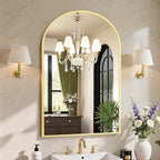 Sweetcrispy 24"x 36" Arched Gold Bathroom Mirrors for Wall, Bathroom Mirrors for Over Sink, Metal Framed with HD Shatter-Proof Glass for Entryway, Living Room, Bedroom, Home Decor