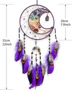 Purple Large Dream Catcher Wall Decor Crystal Tree of Life Dream Catchers with Stone Pendant Handmade Feather Dreamcatcher Wall Hanging Ornament for Bedroom Living Room Home Decor