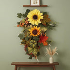 Blossoms Pumpkin Swag Artificial Autumn Door Swag Tree-Shaped Entryway Decor