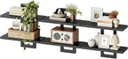 HOOBRO Floating Shelves, 15 Inch Wall Shelf Set of 3, Wall Mounted Storage Shelves 2-Tier, Hanging Bathroom Shelves, for Living Room, Bedroom, Bathroom, Kitchen, Black BK32BJP301