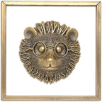 JJALIGHTS Exquisite Resin Animal Head Wall Sculpture (Gift Metal Frame) - Hedgie Imitation Copper Vintage Decor for Living Room, Bedroom & Office | Decorative Wall Hanging Art (Hedgehog)