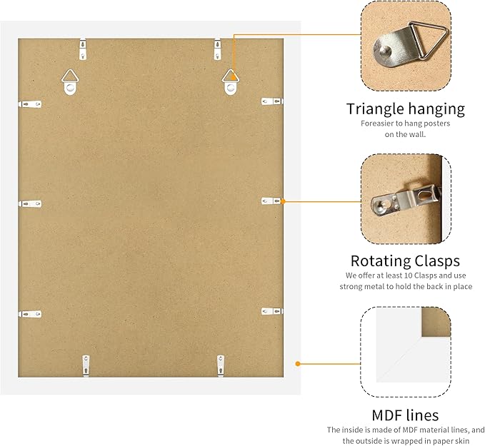 16x20 Picture Frame White Set of 3, Display Pictures 11x14 with Mat or 16 x 20 Without Mat, Poster Frames 16x20 for Wall Hanging Horizontal and Vertical