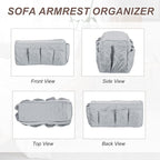 uxcell 2 Pcs Recliner Armchair Caddy, Couch Armrest Organizer with 14 Pockets for Bedside Sofa Remote Control Holder Magazine Phone Book Glasses (Gray, 20" x 7" x 9")