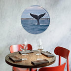 Wall Picture, with Whale Tail Printed Circular Iron Hanging Picture,Wall Art Decor,Home for Bedroom Living Room Bathroom Decor,Iron Painting 11.8X11.8 in