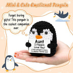 Belatelove Birthday Aunt Gifts from Nephew Niece, Handmade Crochet Penguin Birthday Mother's Day for Auntie Aunt, Funny I Love You Best Auntie Ever Cool Small Easter Decor