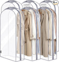 BALEINE 48'' Clear Garment Bags, 10.5'' Wide PEVA Suit Bag for Closet Clothes Dresses Suit Coats Storage (Clear, 6PK)