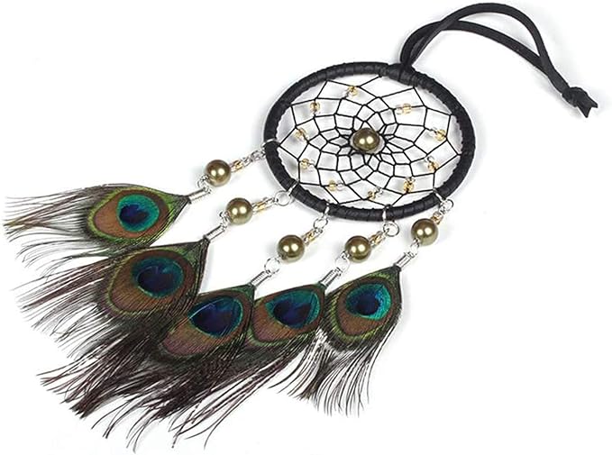 Dream Catchers for Cars Rear View Mirror, Small Feather Dream Catcher Wall Hanging Car Deco Car Charm Ornament (3.1Brown)