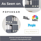 BLU MONACO | Set of 6 Foldable Grey Magazine File Holders with Gold Label Holders | Vertical File Organizer Boxes for Desk, Bookshelf & Home Office Storage