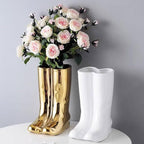 GLigeT Umbrella Stand Holder, Creative Boots Shape, Porcelain Ceramic, White