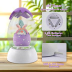 Gnome Easter Snow Globe, Easter Bunny Snow Globe Eggs Spring Decor with Swirling Glitter, 6H Timer, USB or Battery Powered, See No Evil Gnome Snowglobe for Tabletop Decor Gift 7.4 Inch (Purple)