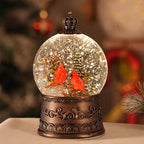 Cardinal Snow Globe, Lighted Christmas Snow Globes with Timer, Swirling Musical Glittering Snowglobe Lantern for Christmas Decorations(Cardinals)