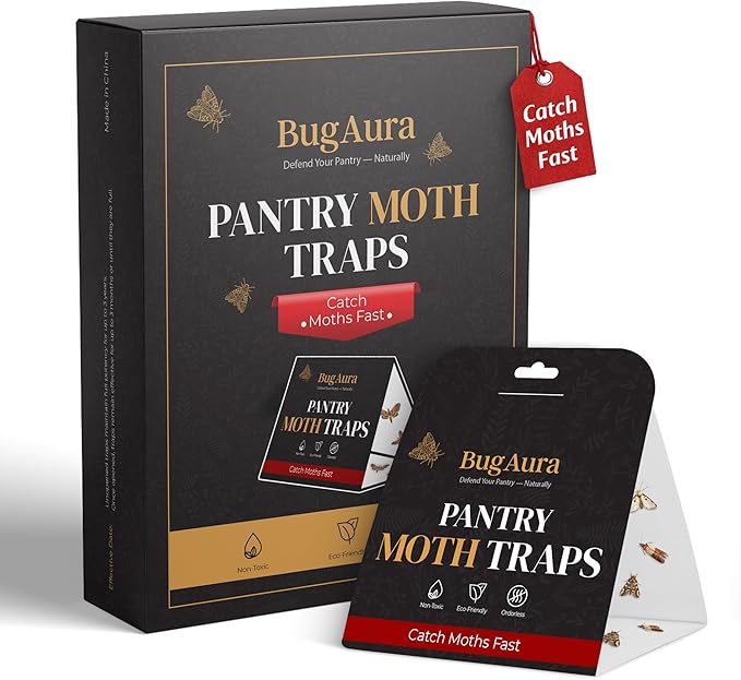 12 Pack Pantry Moth Traps for House Indoor – Advanced Red Line Formula Pantry Moth Traps with Pheromones Prime – Safe & Non-Toxic – Targets Indian Meal Moths & Other Pantry Moths