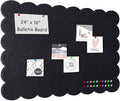 Foldable Decorative Scalloped Felt Bulletin Board 24 * 16 Inches for Wall, Alternative Photo Board Self-Adhesive Vision Board Decorative Pin Board for Wall (Black)
