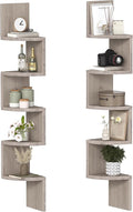 HOOBRO Corner Shelf Wall-Mounted, Set of 2 Floating Corner Shelves for Wall, 5-Tier Corner Bookshelves for Living Room, Bedroom, Bathroom, Home Office, Greige BG26BJP201
