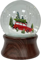 Ashfield & Harkness Red Truck Special Delivery Decorative Wind Up Music Box Gifts Snow Globe with LED Battery Operated Light