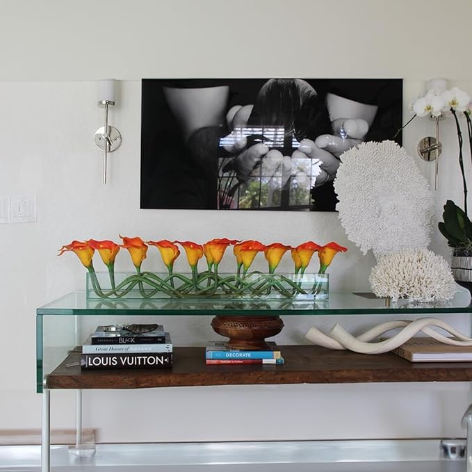 WGV Rectangle Plate Vase, Length 36", Width 4", Height 4", Glass Container, Floral Dispaly, Candy Holder, Planter Terrarium for Wedding Party Event, Home Office Décor, Clear, 1 Piece