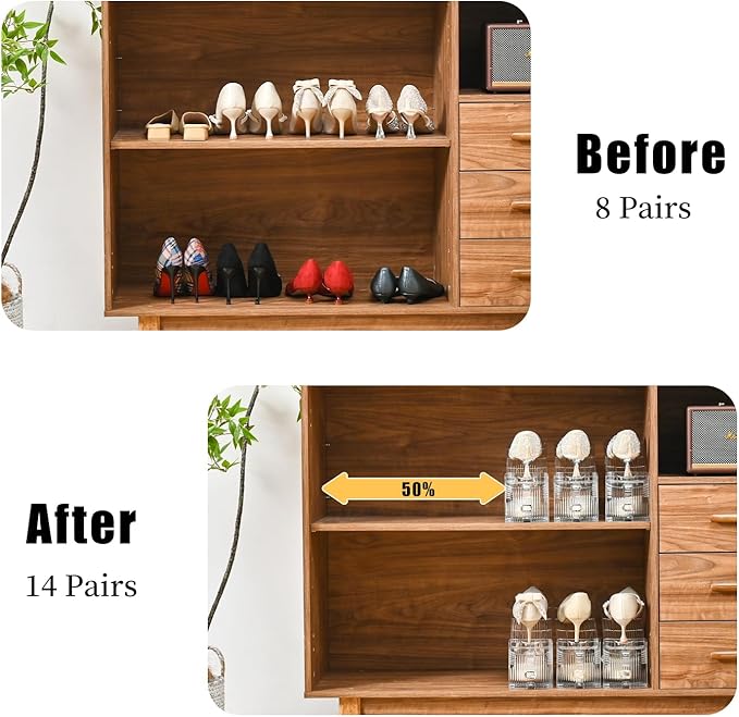 Shoe Slots Organizer，15Pack Shoe Stackers for a Pair of Shoes,Adjustable Shoe Rack with Three Levels，Shoe Storage Shoe Space Saver
