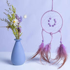 DIY Dream Catcher Beginner Kit, Making Dream Catcher Supplies Include Metal Hoop, Feathers, Faux Suede Cord, Thread, Wood Beads (Lilac)