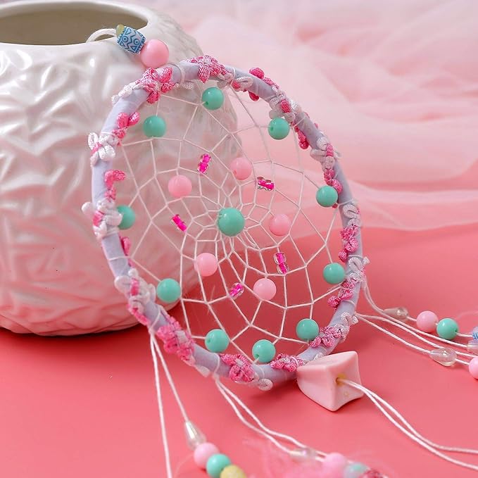 Dreamcatcher Handmade Dream Catchers for Bedroom, Girls Gifts, Pink Colorful Feather